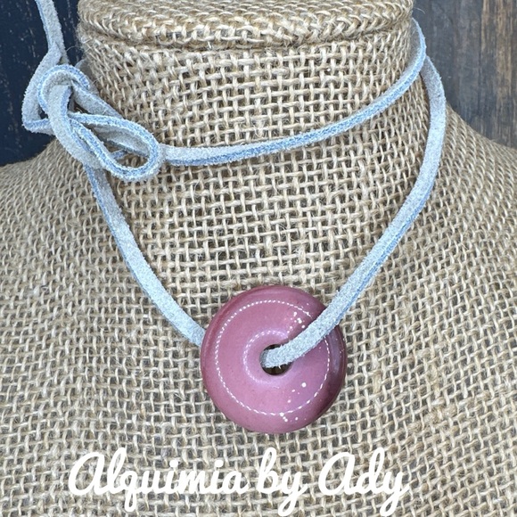 Alquimia Jewelry - Leather rhodonite CHOKER NECKLACE